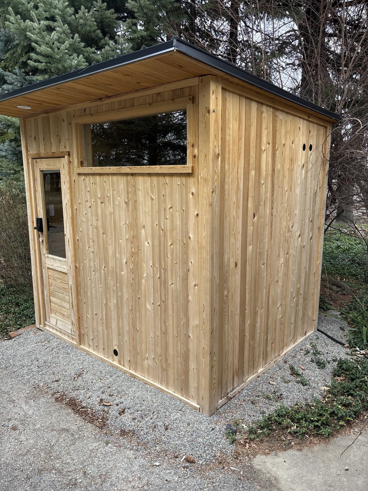 Cedar sauna installation